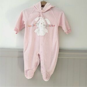 Vintage Miniwear Classics 3-6 Months Baby Pink Easter Bunny Footie One Piece